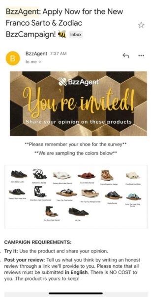 bzzagent invitation screenshot