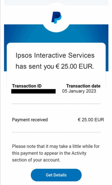 Ipsos iSay proof of payment