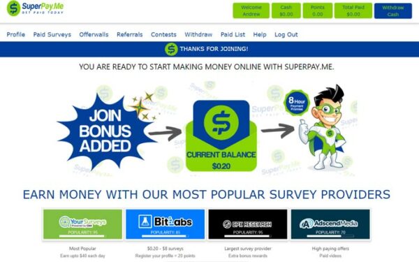 surveypay.me offer bonus screenshot