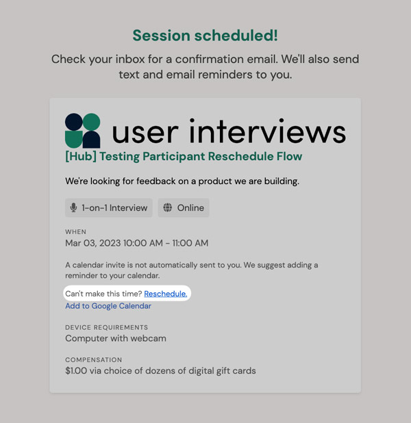 user interviews scheduling